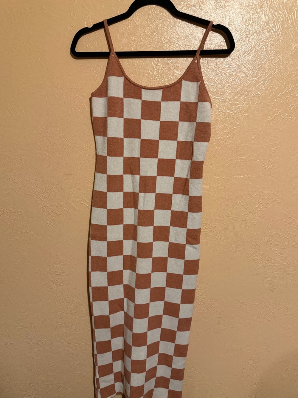 Women’s Checkerboard Slip Dress in Brown & White